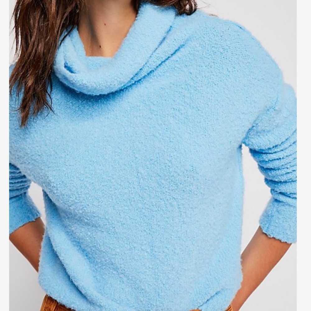 Free People blue cowl neck / turtleneck SMALL